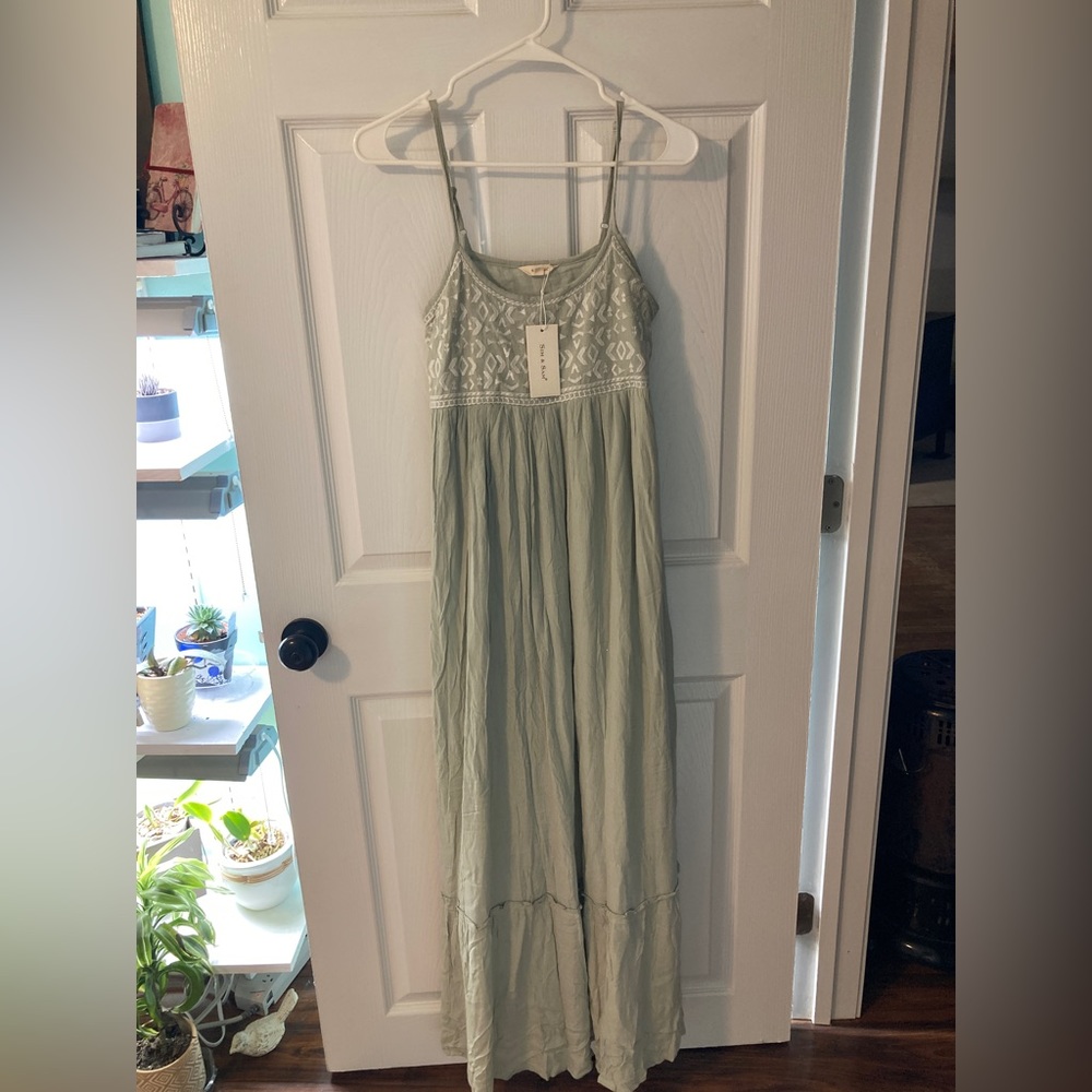 NWT Sim & Sam sage color maxi summer dress. Flowy, romantic, and lightweight.